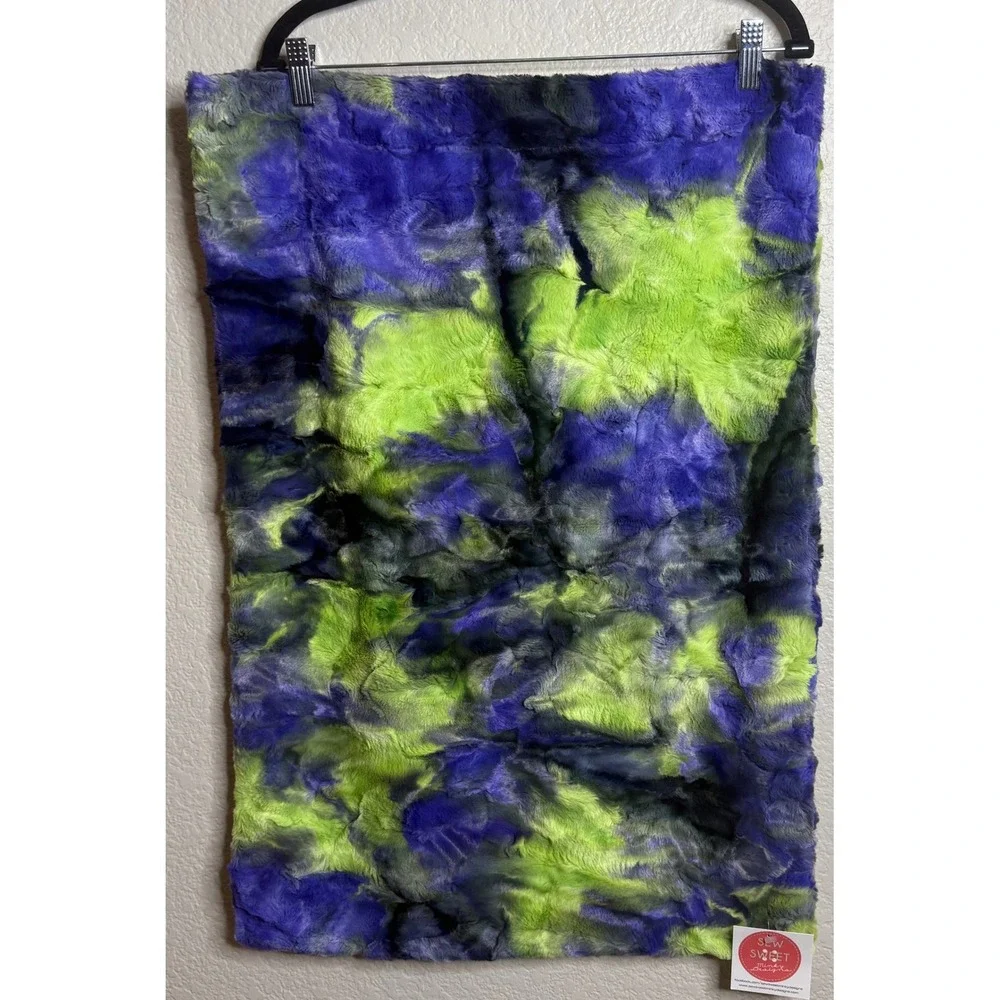Sew Sweet Designs Minky 28x19 Pillowcase Cover Purple Green Tie Dye Plush NEW